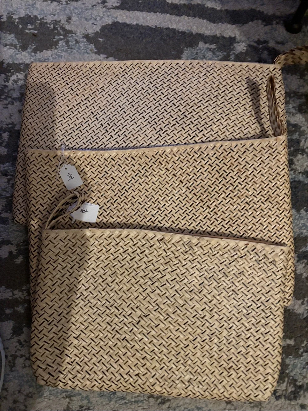Woven Straw Zip Pouch Clutch - Natural#023 Bundle of three- NWOT